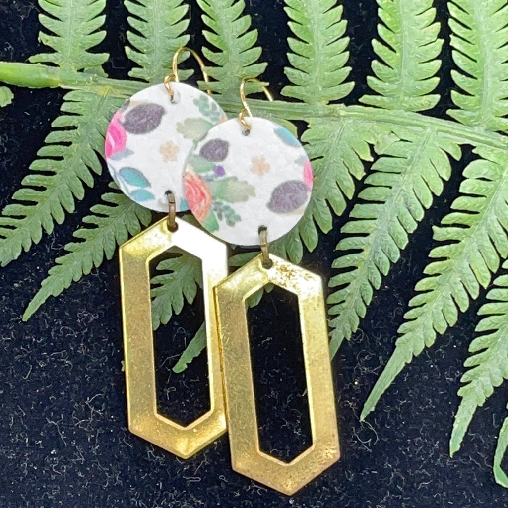 Adorned Crown Geo Abstract Leather Earrings
